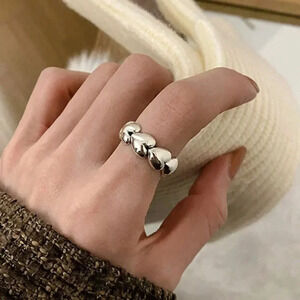 Minimalist 925 Sterling Silver Heart Wrap Ring Dainty Stackable Ring